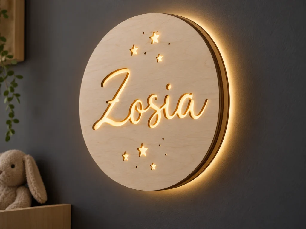 Lampka nocna z imieniem — koło